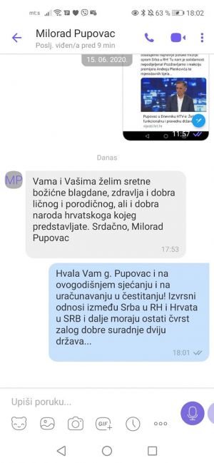 Čestitka predsjednika Srpskog narodnog vijeća Milorada Pupovaca