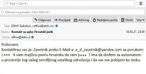 Predsjednik Žigmanov prijavio MUP-u najnoviju prijetnju jezivog sadržaja dobivenu na službenu e-mail adresu DSHV-a